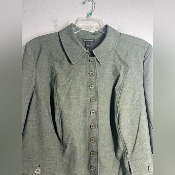 Lane Bryant Olive Green Button Front Light Jacket Womens Plus Sz 26 EUC - Picture 3 of 14